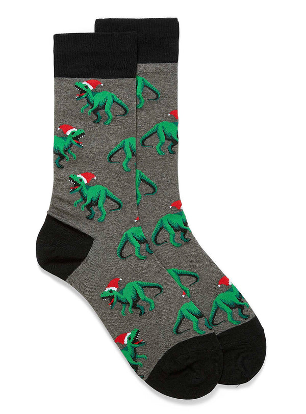 Men's Christmas Dino Socks - Charcoal