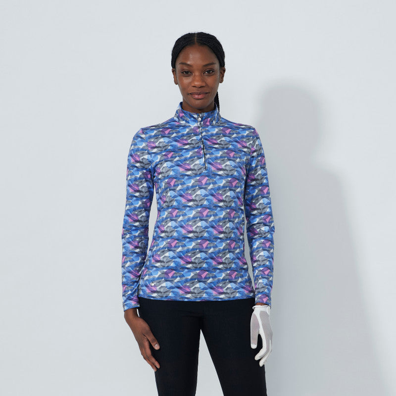 Daily Print Peached Half Neck Polo Shirt - INTERWINED