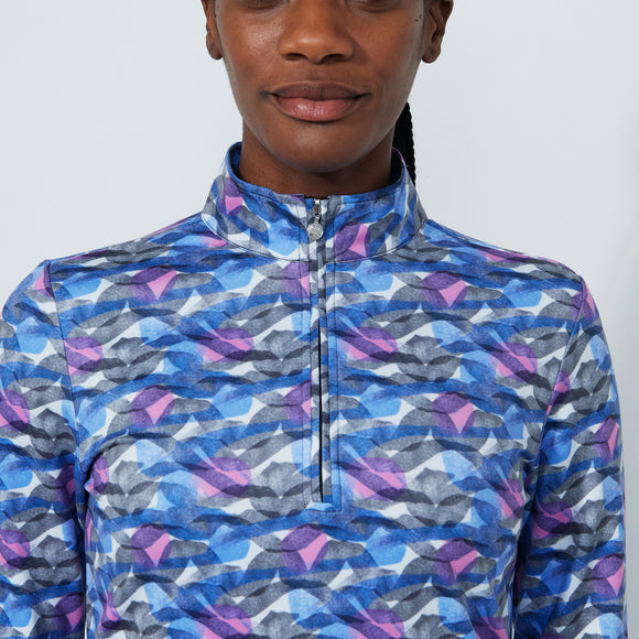 Daily Print Peached Half Neck Polo Shirt - INTERWINED