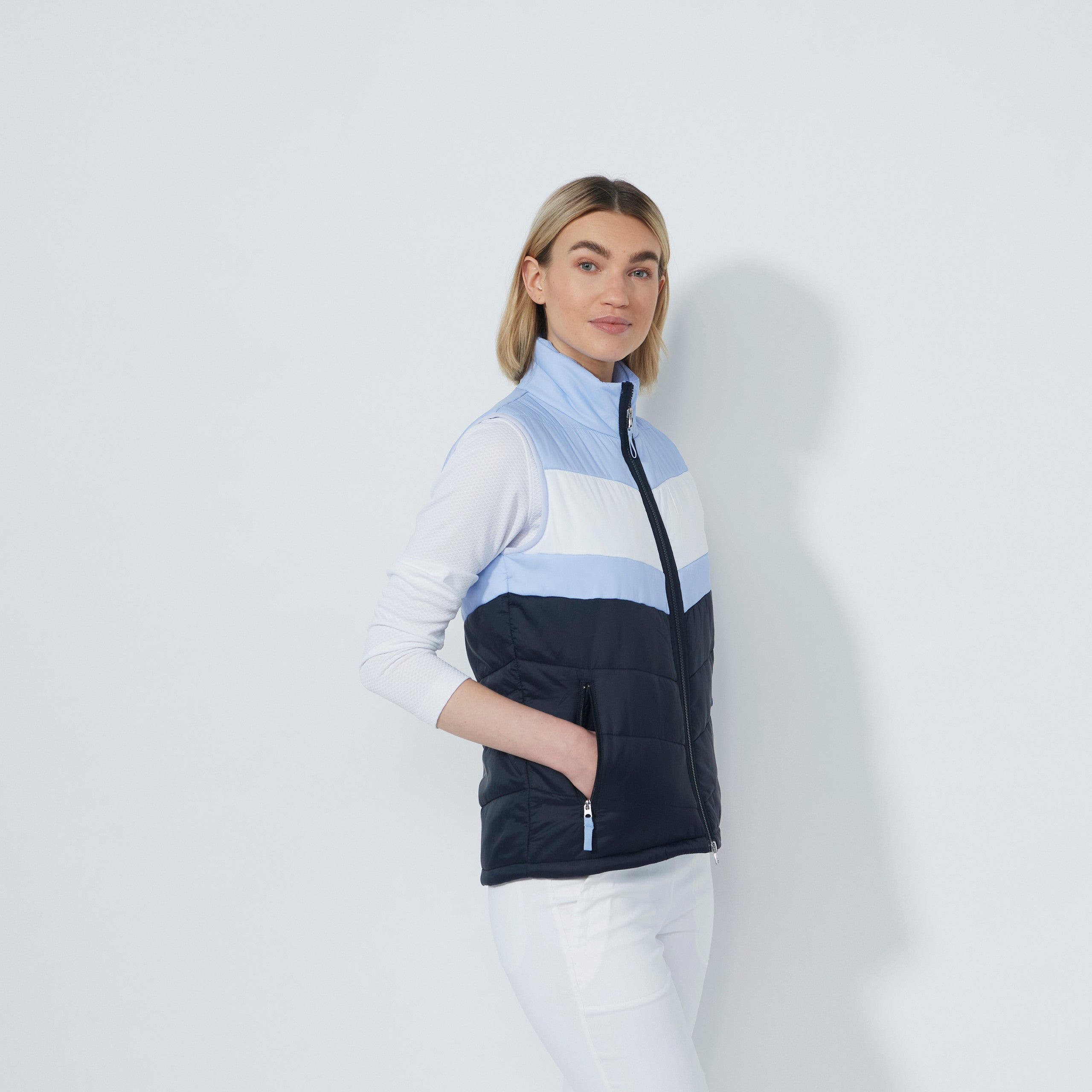 Daily Blockstriped Padded Vest - NAVY