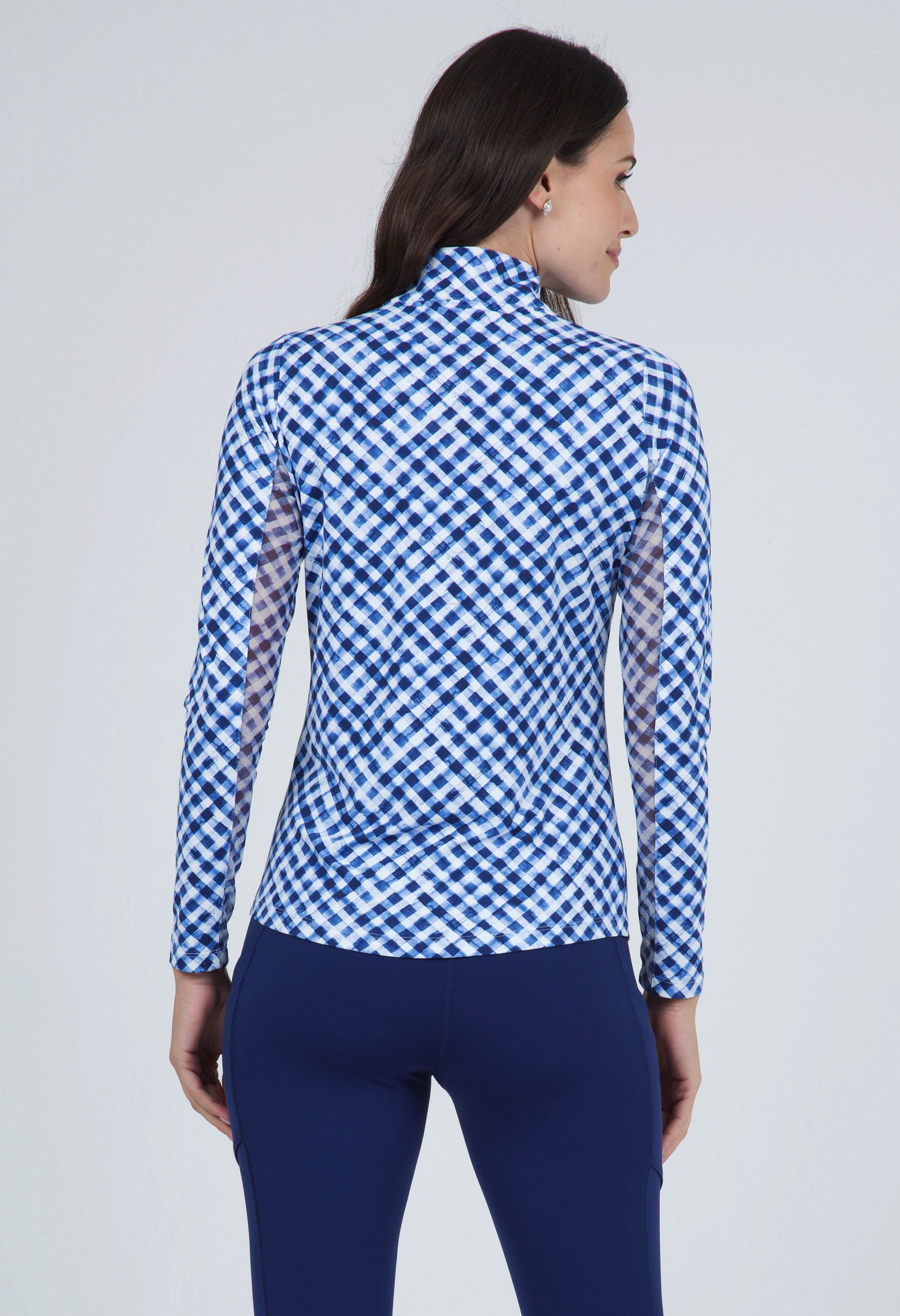IBKUL Gingham Check Sleeveless Mock - 0
