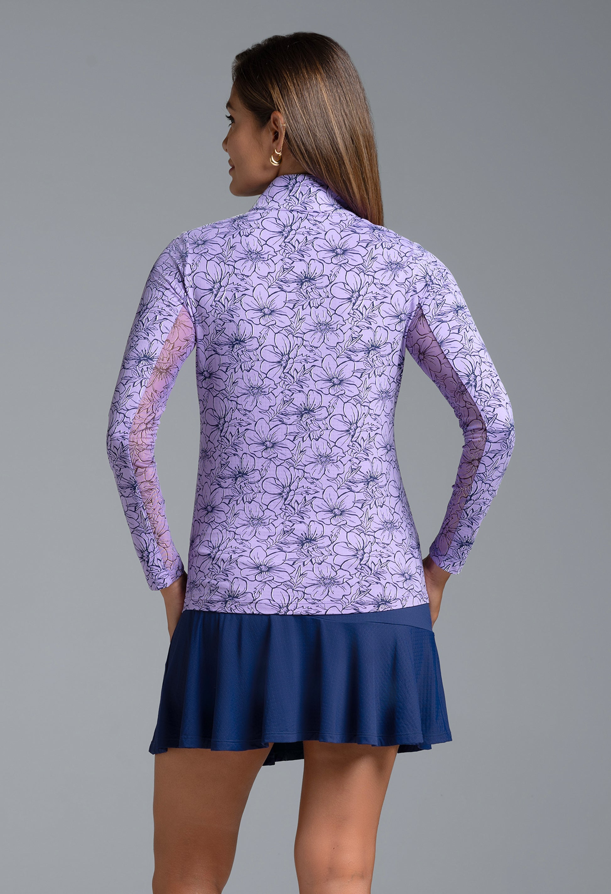 IBKUL Diana Print Long Sleeve Mock Neck Top