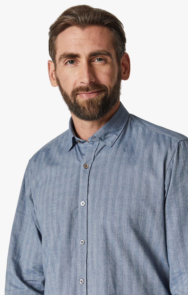 34 Heritage - Herringbone Shirt in Blue