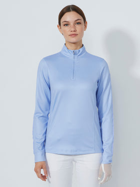 Daily Anna L/S Half Neck Top - BLUE HERON