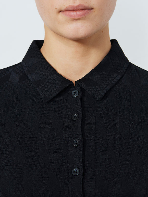 Daily Graphic Jacquard L/S Polo Shirt - Black
