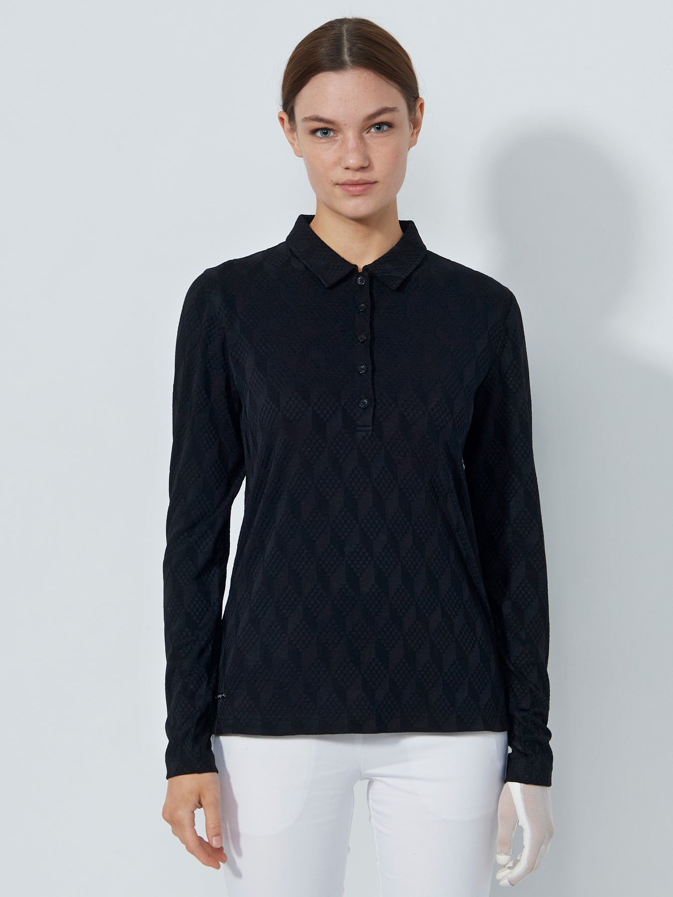 Daily Graphic Jacquard L/S Polo Shirt - Black