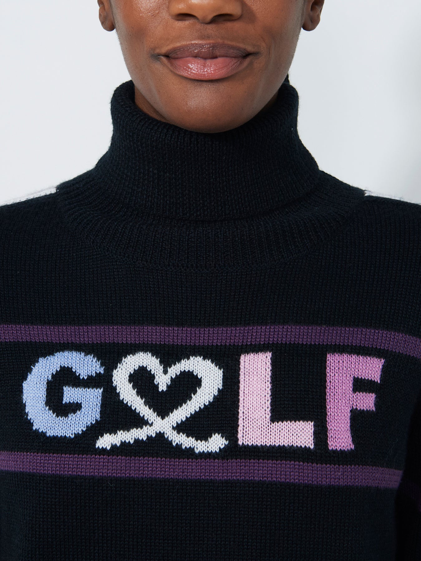 Daily Logo Roll Neck Pullover  - BLACK