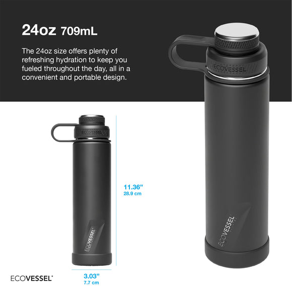 Ecovessel Boulder 24 oz. Bottle with Screw Top & Strainer