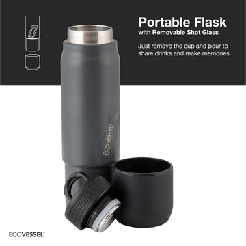 Ecovessel Flask - 8 oz. Bottle with Removable Shot Cup - 0