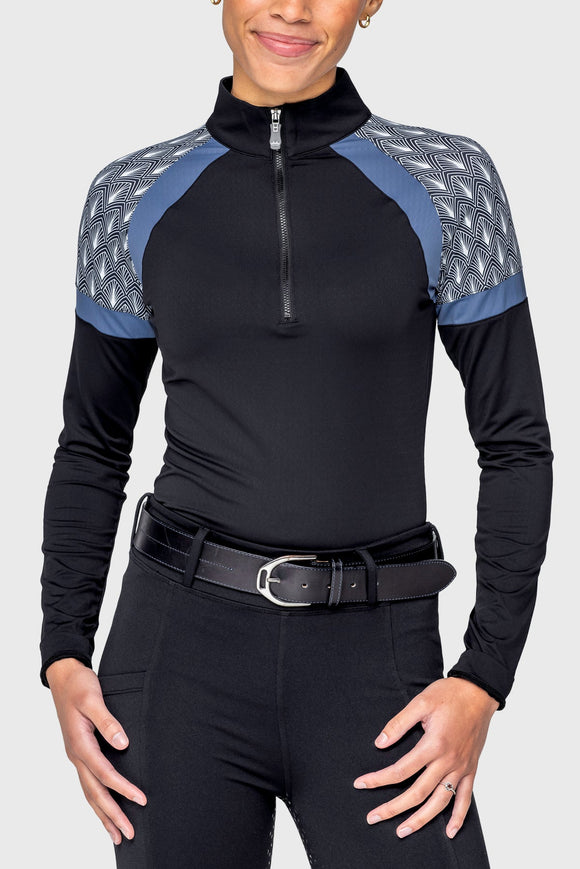 Kastel Ladies Deco Fans Long Sleeve 1/4 Zip Sun Shirt