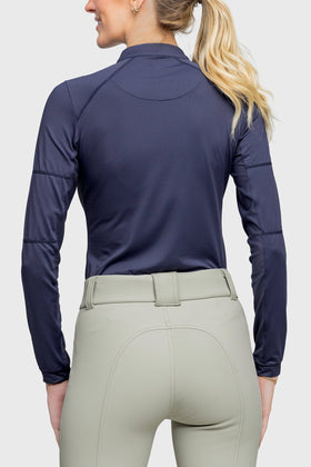 Kastel Ladies Paneled Solid Long Sleeve 1/4 Zip Sun Shirt - 0