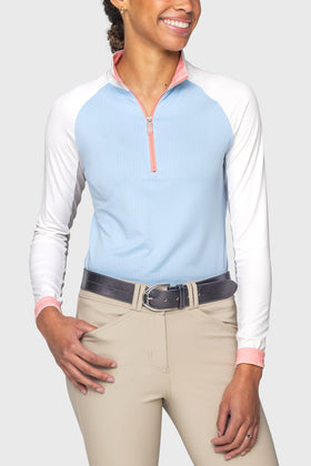 Kastel Ladies Color Block Long Sleeve 1/4 Zip Sun Shirt - 0