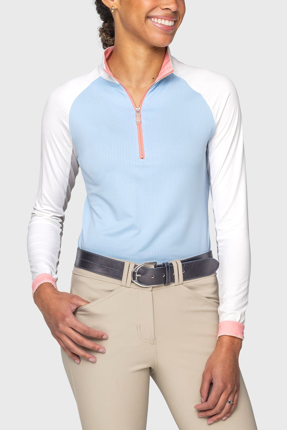 Kastel Ladies Color Block Long Sleeve 1/4 Zip Sun Shirt