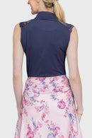 Kastel Ladies Lace Shoulder 1/4 Zip Sleeveless Top-2