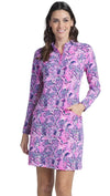 IBKUL Krista Long Sleeve Dress - Hot Pink/Candy