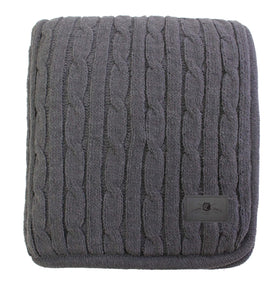 Kanata Cable Knit Sherpa Throw Blanket with Crested Patch