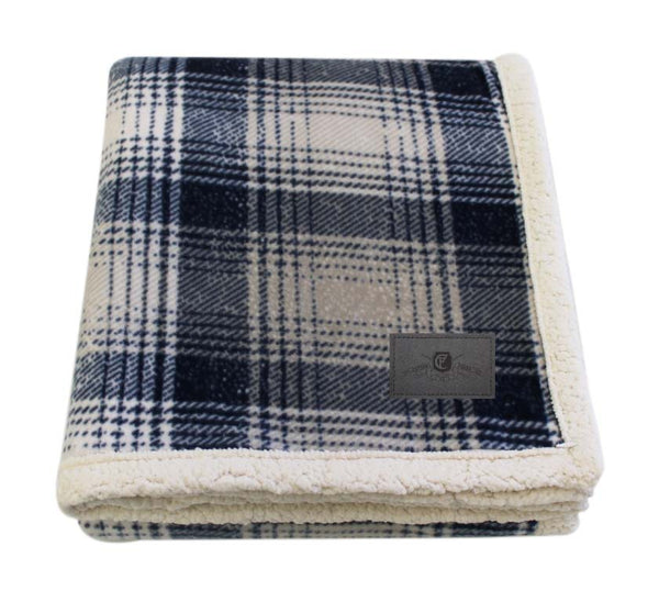 Kanata Cottage Plaid Throw Blanket with Crested Patch