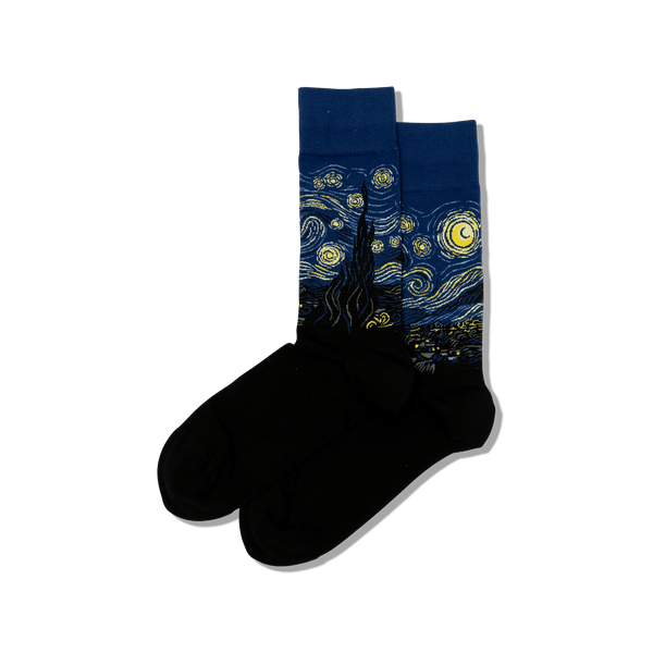 Men's Van Gogh Starry Night Socks - Black/Royal