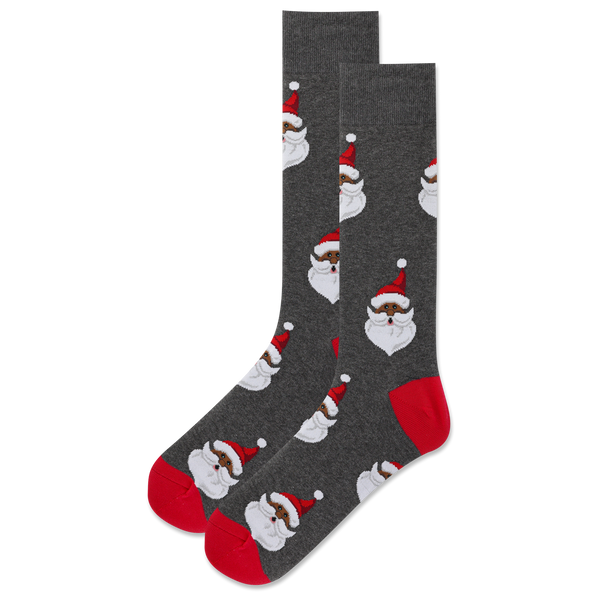 Men's Santa Head Socks - Grey