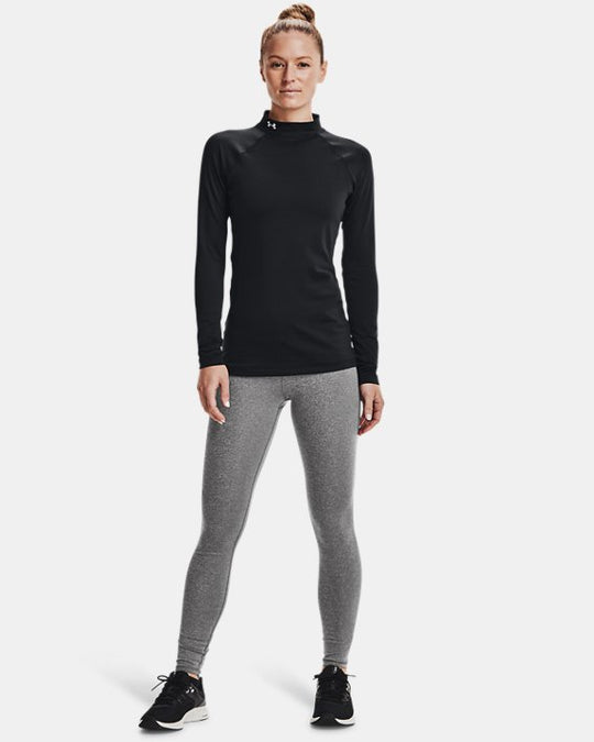 Under Armour Rush jacquard mock neck top in black