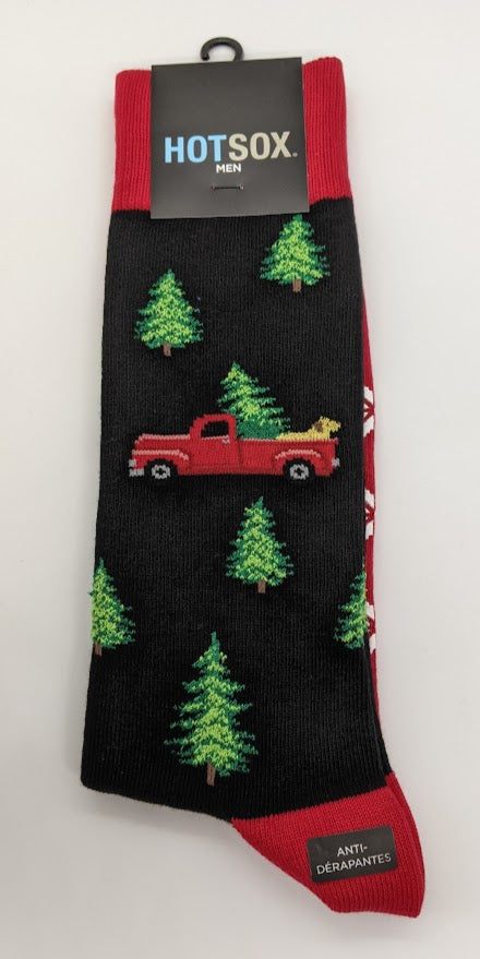 Men's Christmas Tree Crew Sock - Black